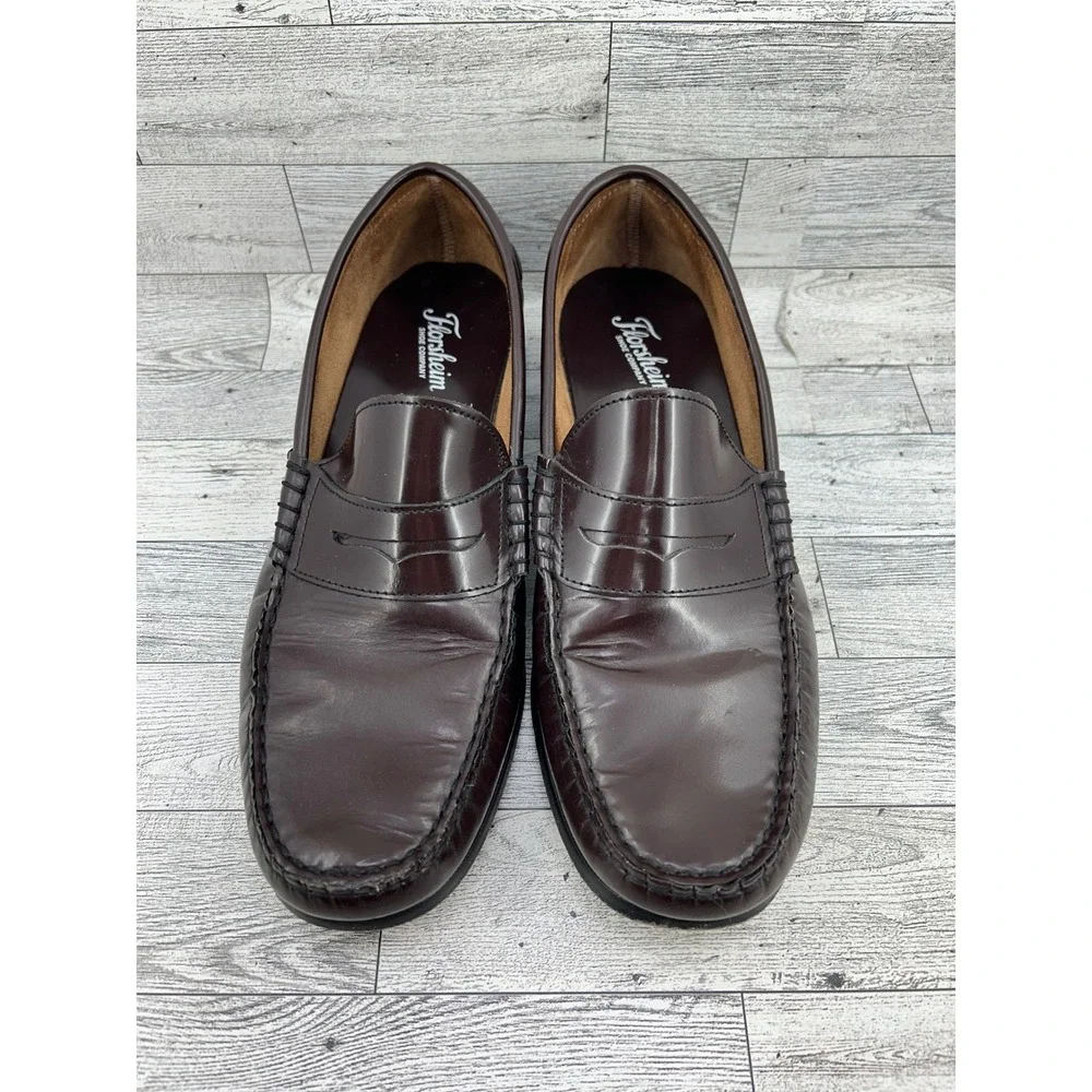 Florsheim Men 17058 Burgundy Leather Penny Loafers‎ Sz 9.5D Slip On Shoes